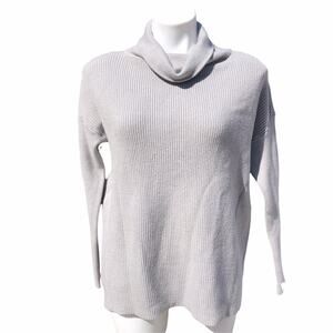 NWT Devotion by Cyrus cowl neck grey rib knit relaxed fit sweater size xxs